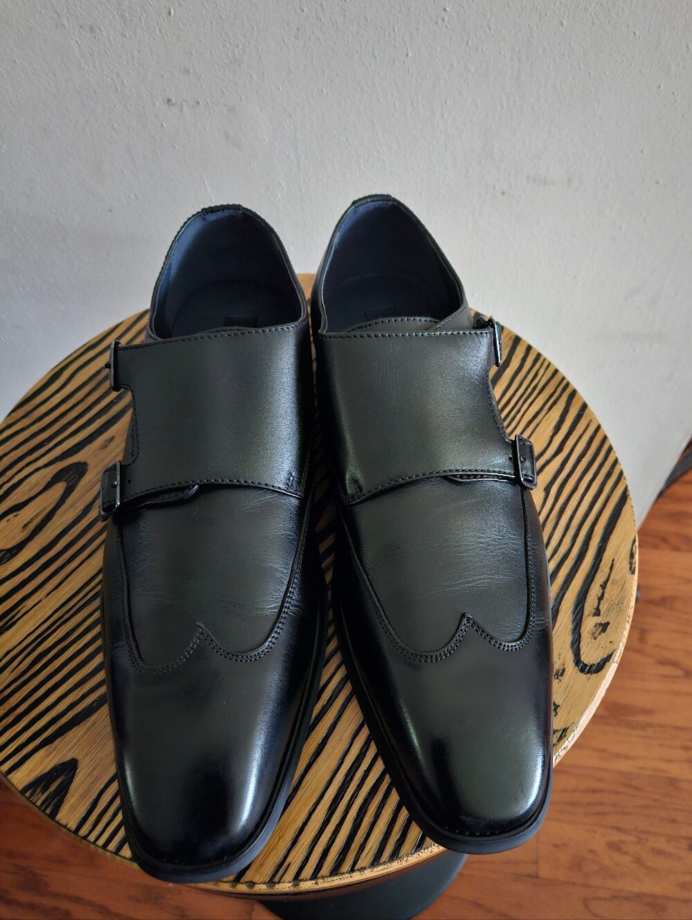 DeMilano Black Leather Monk Strap Oxfords